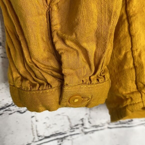 Old Navy Relaxed Open Neck Cotton Blend Long Sleeve Shirt Boho Sunflower XS EUC - Picture 4 of 9